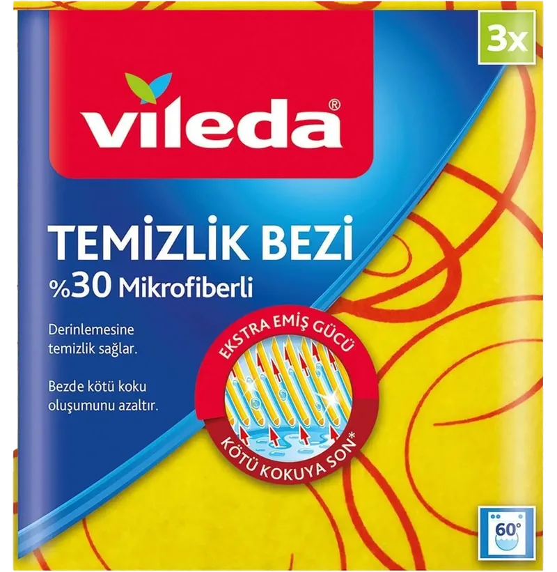TEMİZLİK BEZİ M.FİBER 3LÜ VİLEDA %30
