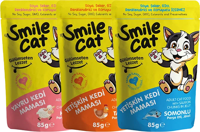 YAŞ KEDİ MAMASI 85G SMİLE Çeşitleri
